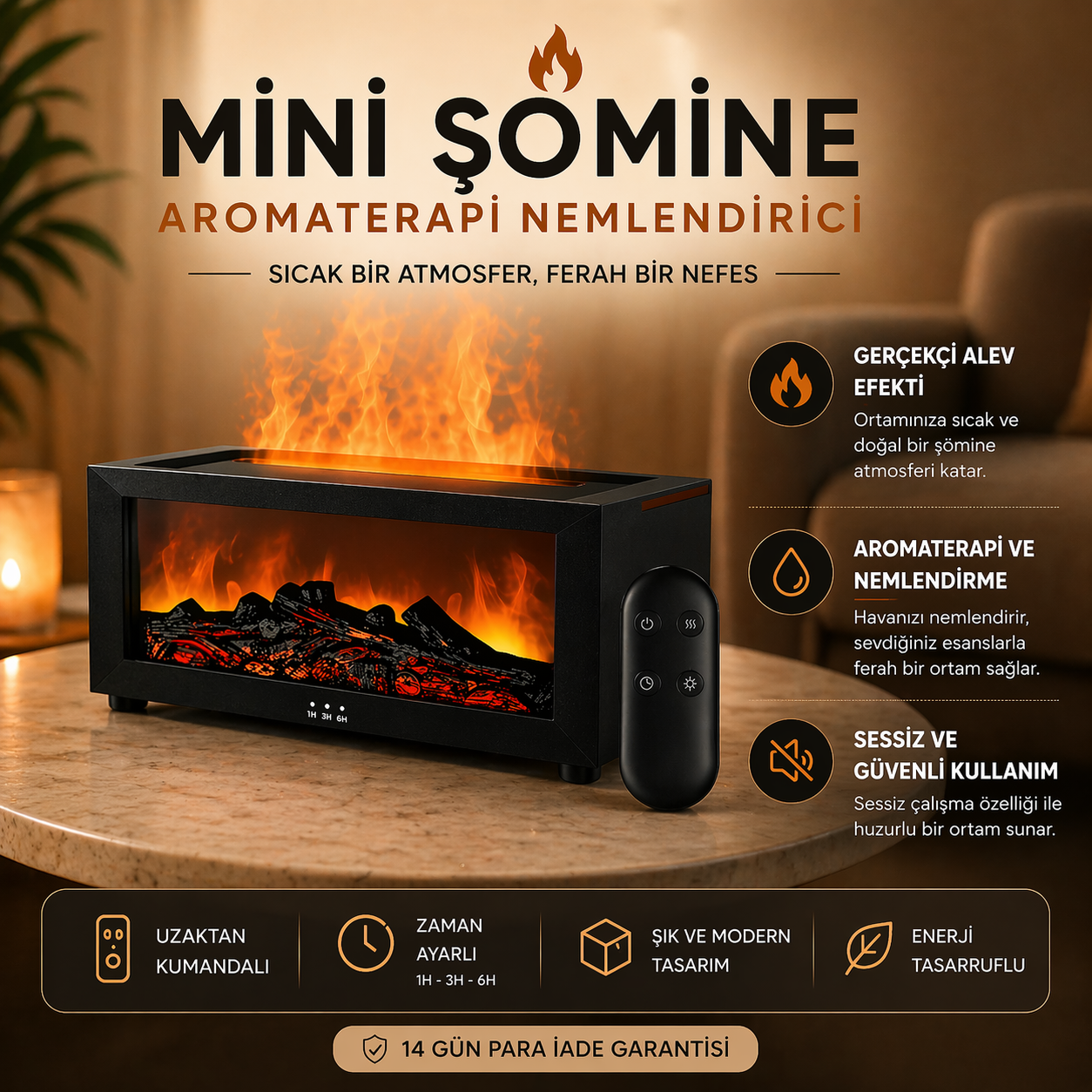 Mini Şömine Aromaterapi Nemlendirici